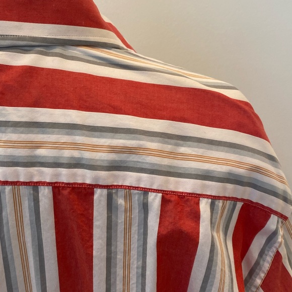 Robert Graham Mens White Shirt w Orange Gray Stripes / Contrasting Print / 2XL - Picture 10 of 16